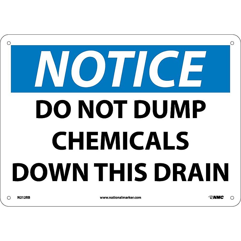 Notice Signs, Do Not Dump Chemicals Down This Drain, 10X14, Rigid Plastic image 1