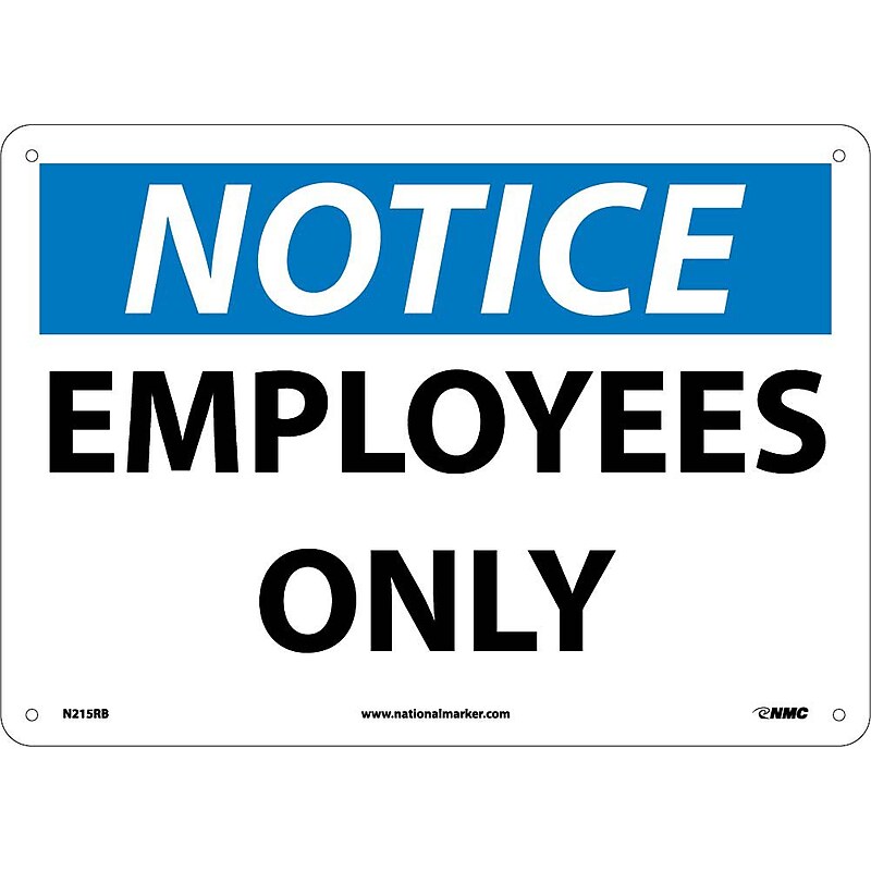 Employees Only, 10X14, Rigid Plastic, Notice Sign image 1