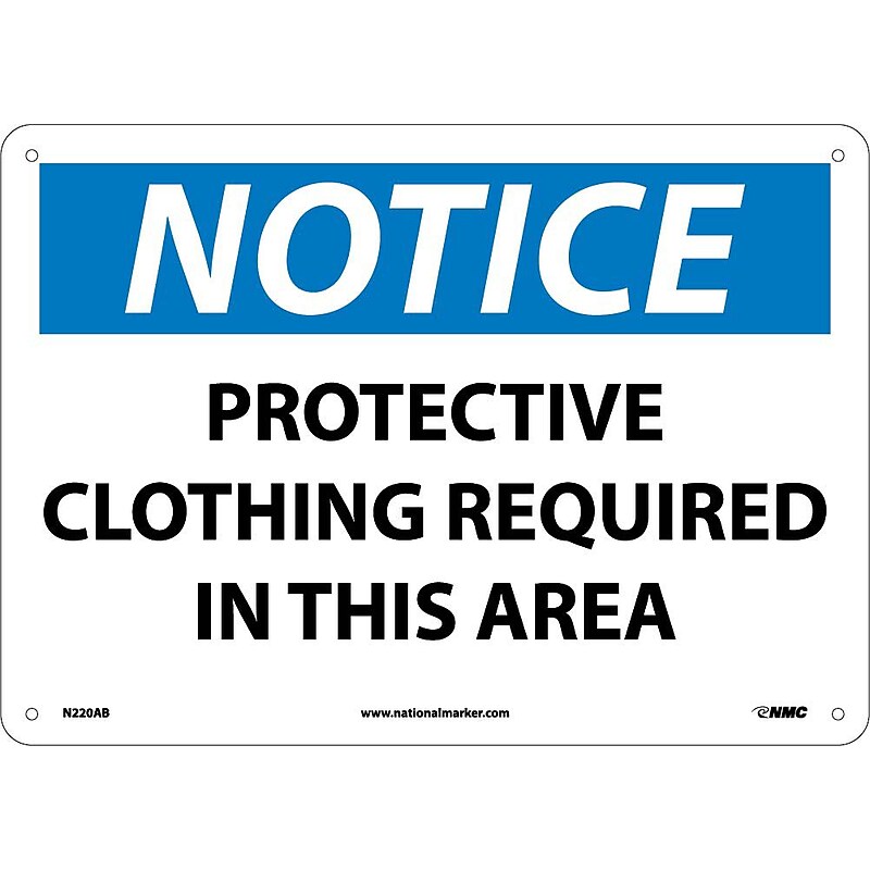 Notice Signs; Protective Clothing Required In This. . ., 10X14, .040 Aluminum image 1