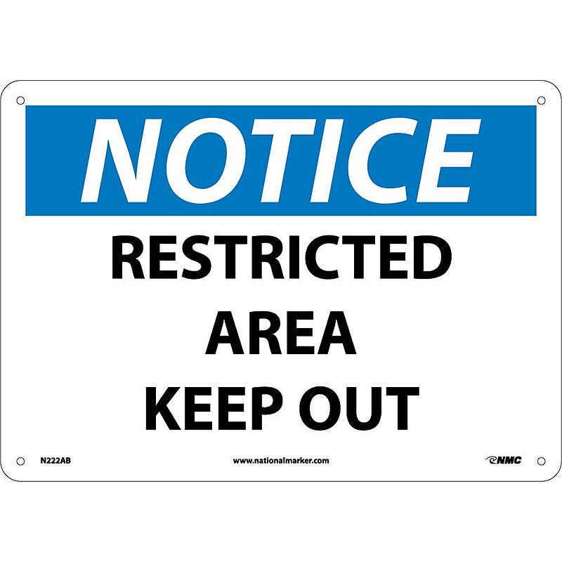 Restricted Area Keep Out, 10X14, .040 Aluminum, Notice Sign image 1