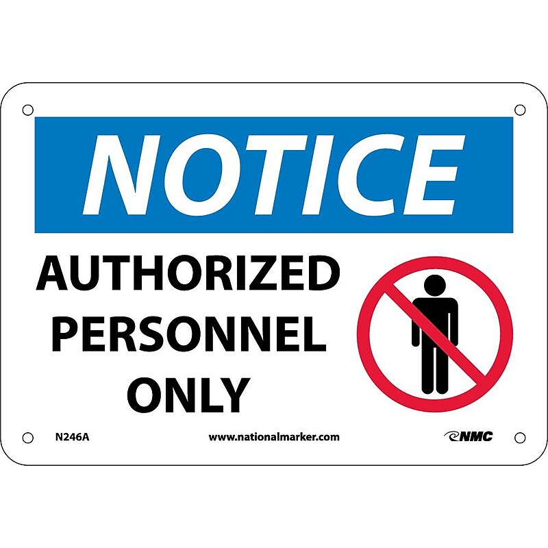 Notice Signs; Authorized Personnel Only, Graphic, 7X10, .040 Aluminum image 1