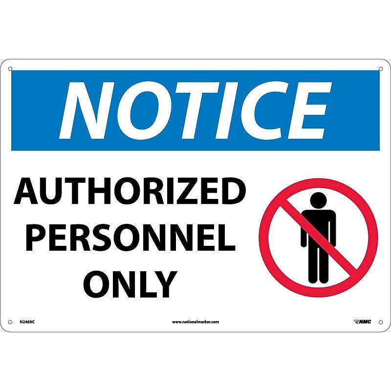 Notice Signs; Authorized Personnel Only, Graphic, 14X20, .040 Aluminum image 1