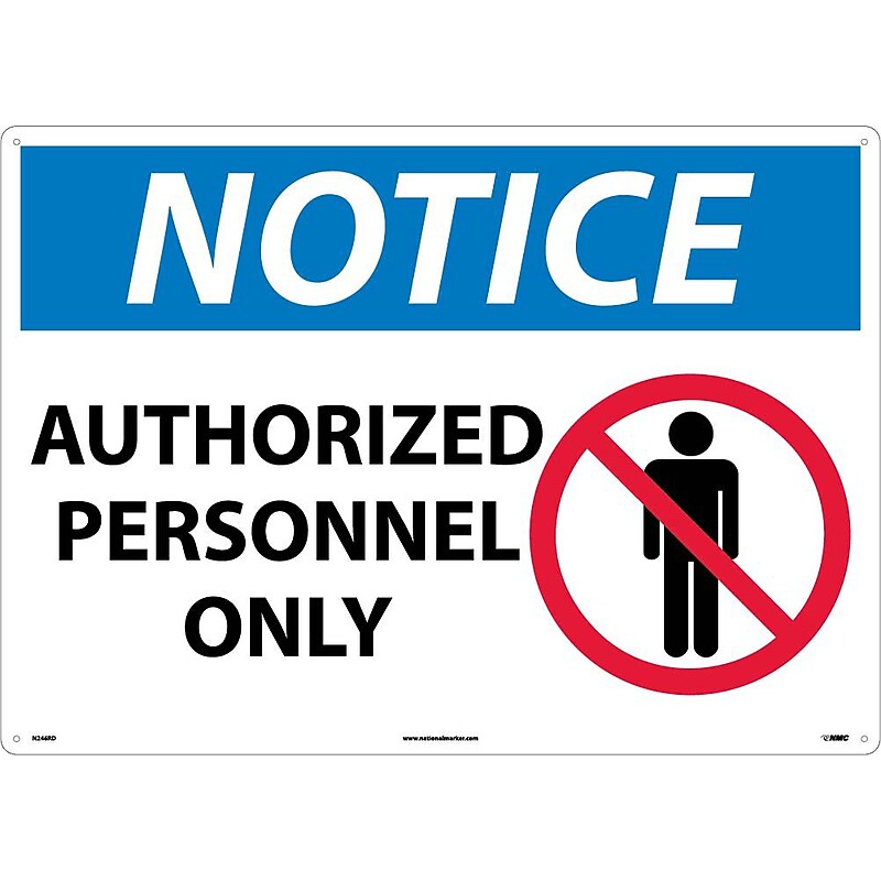 Notice Signs; Authorized Personnel Only, Graphic, 20X28, Rigid Plastic image 1