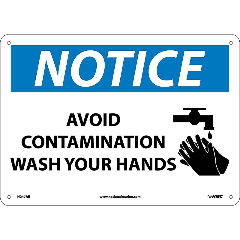 Notice Signs; Avoid Contamination Wash Your Hands, Graphic, 10X14, .040 Aluminum image 1