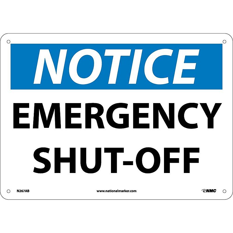 Emergency Shut-Off, 10X14, .040 Aluminum, Notice Sign image 1