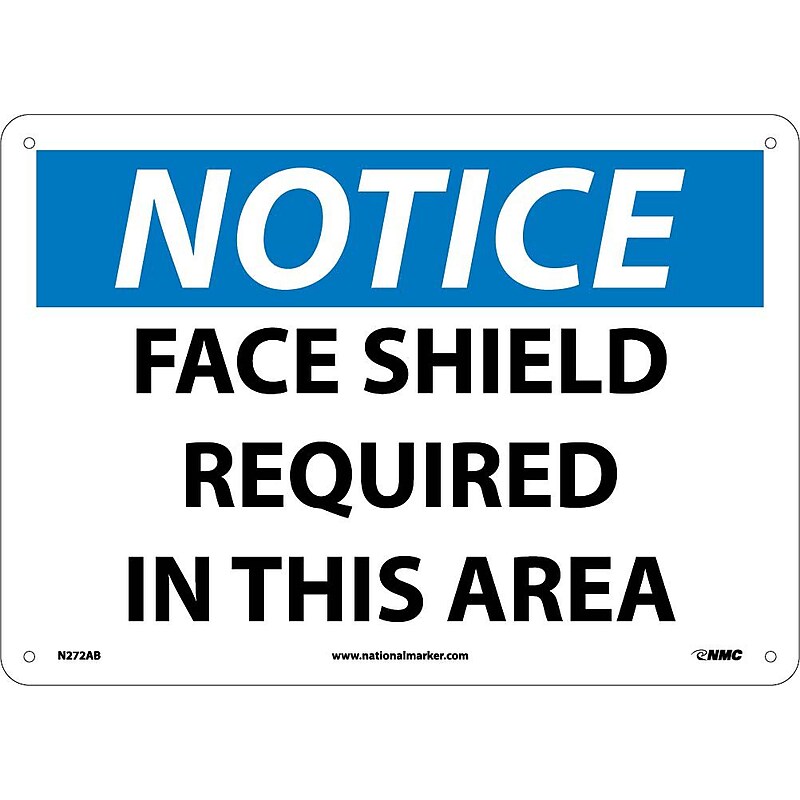 Notice Signs; Face Shield Required In This Area, 10X14, .040 Aluminum image 1