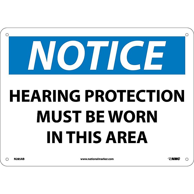 Notice Signs; Hearing Protection Must Be Worn In This Area, 10X14, .040 Aluminum image 1