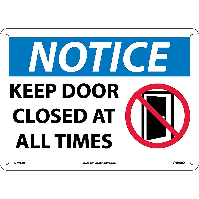 Notice Signs; Keep Door Closed At All Times, Graphic, 10X14, .040 Aluminum image 1