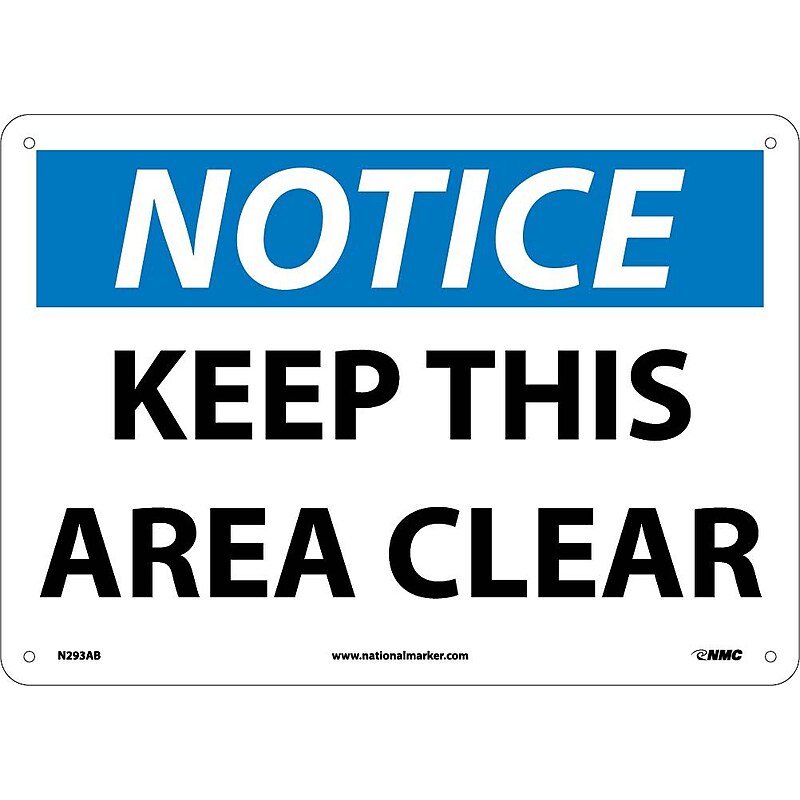 Keep This Area Clear, 10X14, .040 Aluminum, Notice Sign image 1