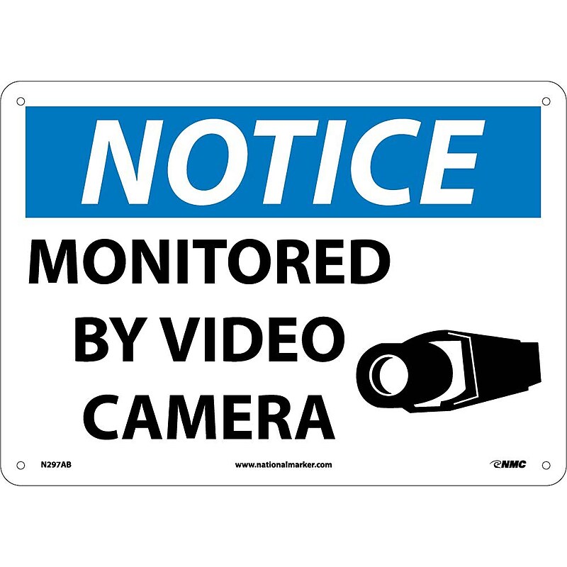 Notice Signs; Monitored By Video Camera, 10X14, .040 Aluminum image 1