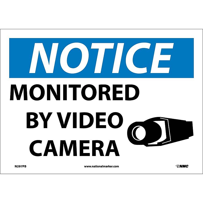Notice Labels; Monitored By Video Camera, 10" x 14", Adhesive Vinyl image 1