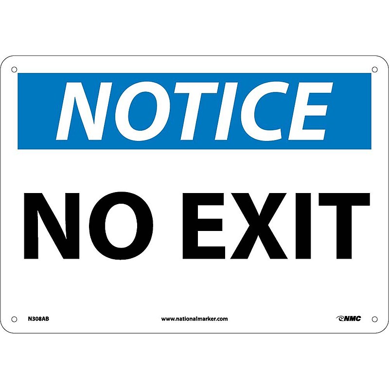 No Exit, 10X14, .040 Aluminum, Notice Sign image 1
