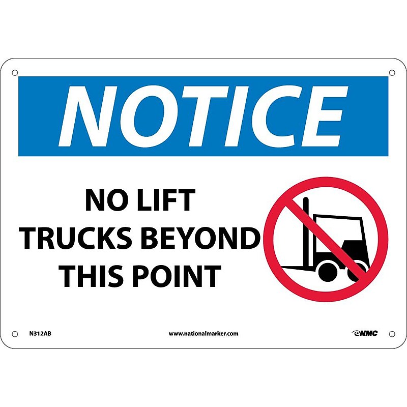 Notice Signs; No Lift Trucks Beyond This Point, Graphic, 10X14, .040 Aluminum image 1