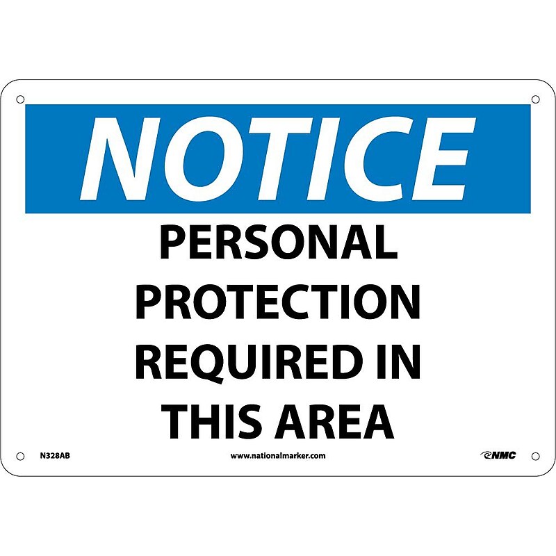Personal Protection Required In This Area, 10X14, .040 Aluminum, Notice Sign image 1