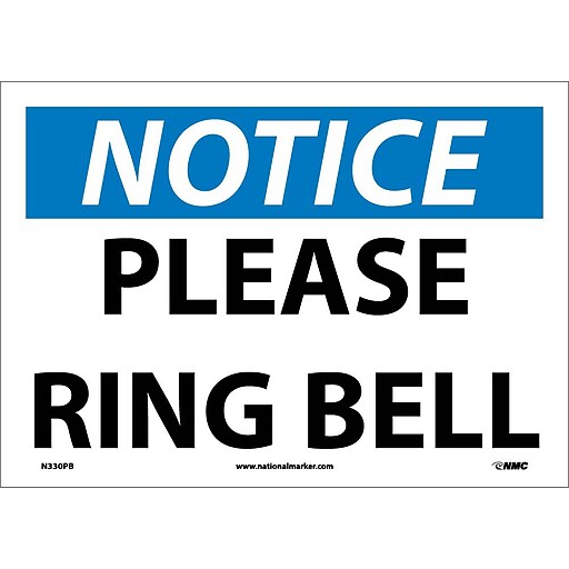 Notice, Please Ring Bell, 10X14, Adhesive Vinyl at Staples