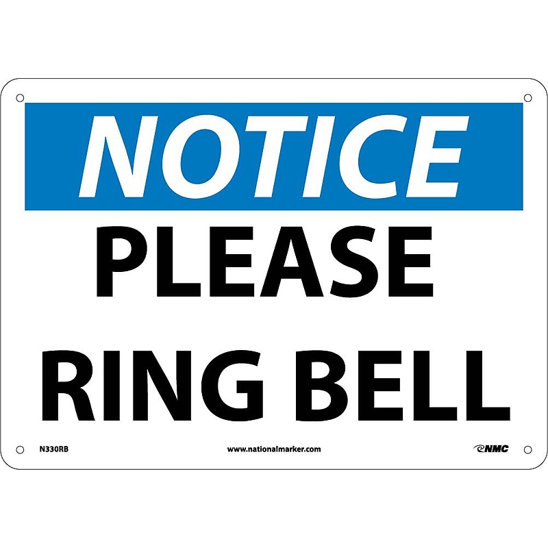 Notice Signs; Please Ring Bell, 10X14, Rigid Plastic image 1
