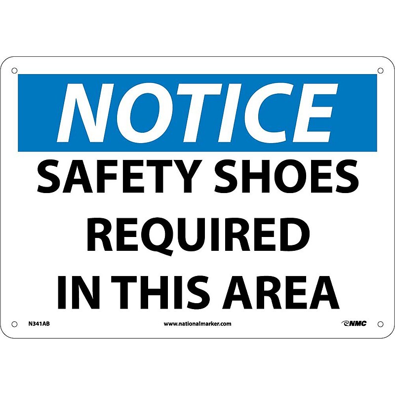 Notice Signs; Safety Shoes Required In This Area, 10X14, .040 Aluminum image 1
