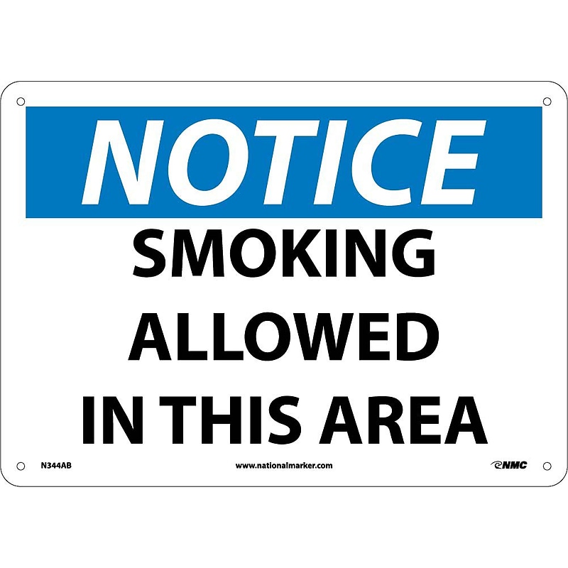 Smoking Allowed In This Area, 10X14, .040 Aluminum, Notice Sign image 1