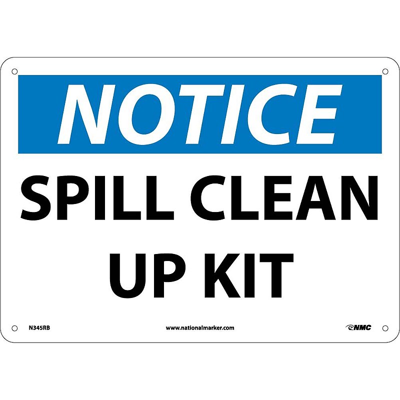 Spill Clean Up Kit, 10X14, Rigid Plastic, Notice Sign image 1