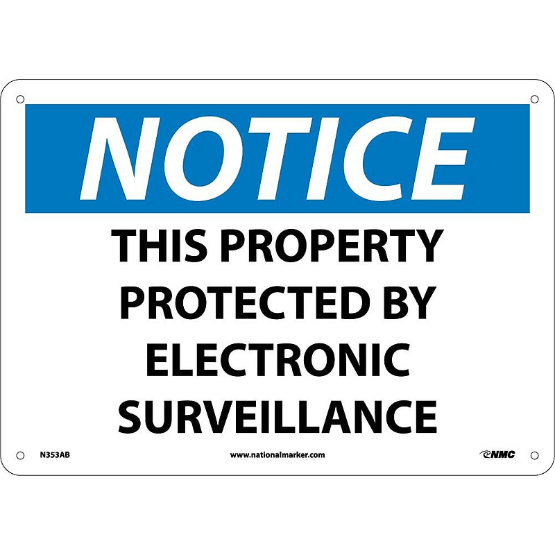 This Property Protected By Electronic Surveillance, 10X14, .040 Aluminum, Notice Sign image 1