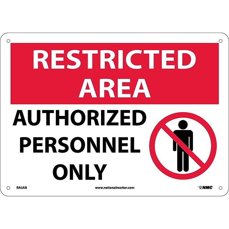 Notice Signs; Restricted Area, Authorized Personnel Only, Graphic, 10X14, .040 Aluminum image 1
