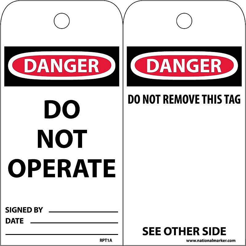 Accident Prevention Tags Danger Do Not Operate 6X3 Unrip Vinyl 25/Pk image 1