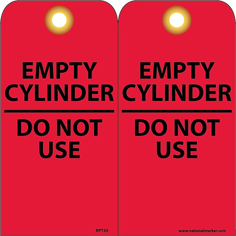 Accident Prevention Tags; Empty Cylinder Do Not Use, 6X3, Unrip Vinyl, 25/Pk W/ Grommet image 1