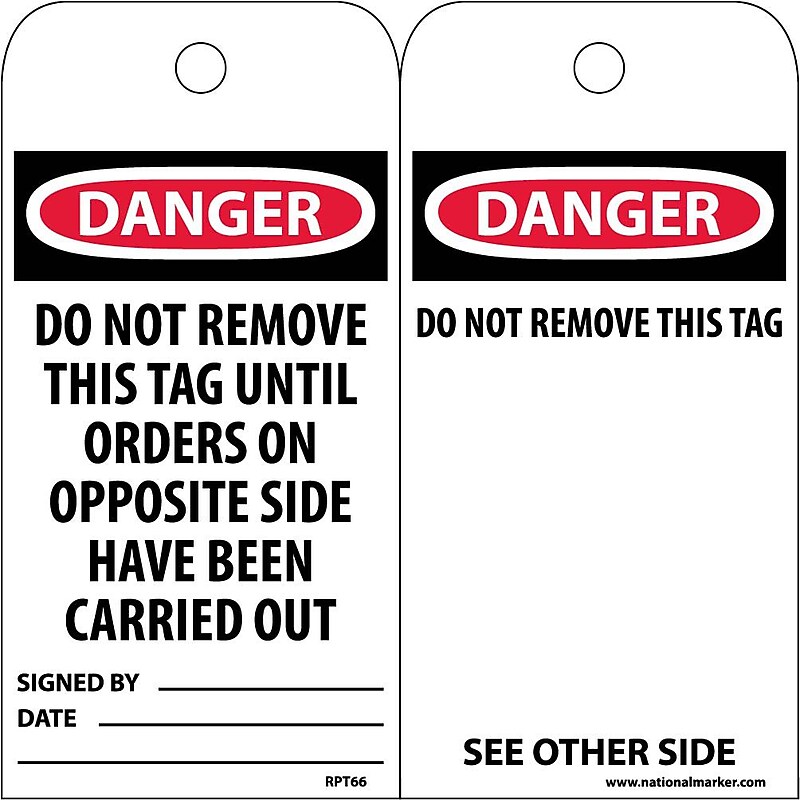 Accident Prevention Tags; Danger Do Not Remove This Tag Until. . ., 6X3, Unrip Vinyl, 25/Pk image 1