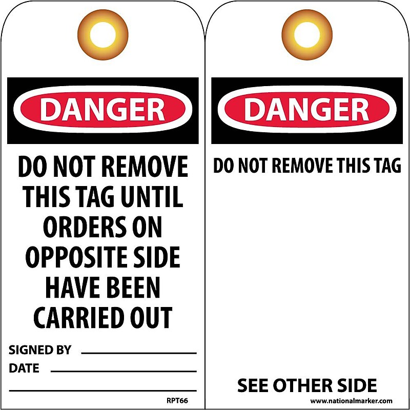 Accident Prevention Tags; Danger Do Not Remove This Tag Until. . ., 6X3, 25/Pk W/Grommet image 1
