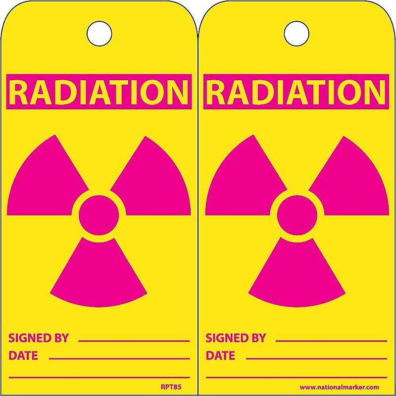 Accident Prevention Tags, Radiation, 6X3, Unrip Vinyl, 25/Pk image 1