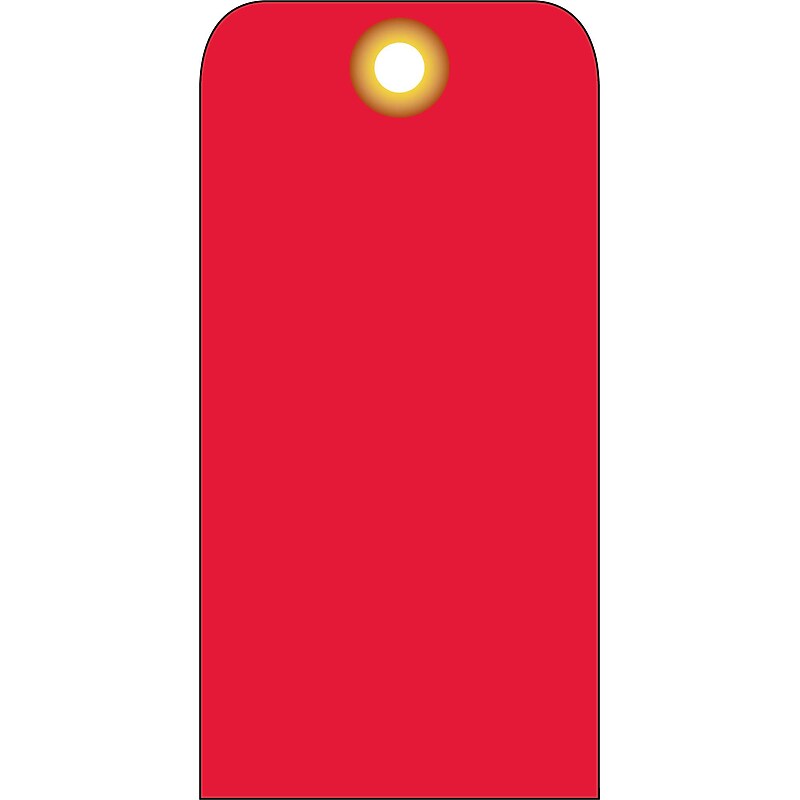 Accident Prevention Tags, Red Blank, 6" x 3", .015 Mil Unrip Vinyl, 25 Pk W/ Grommet image 1