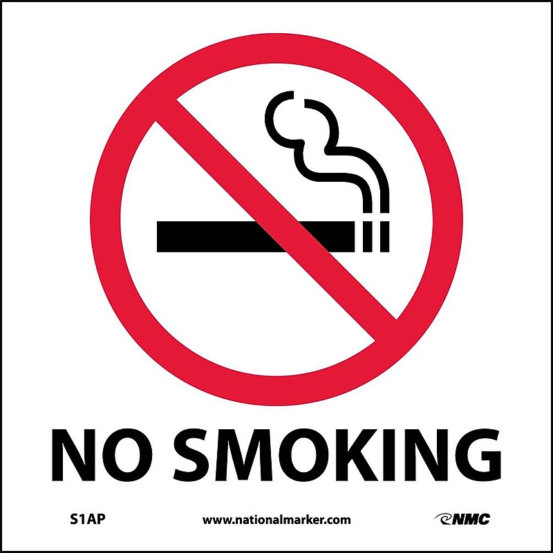 Information Labels; No Smoking, 4X4,  Adhesive Vinyl, 5/Pack image 1