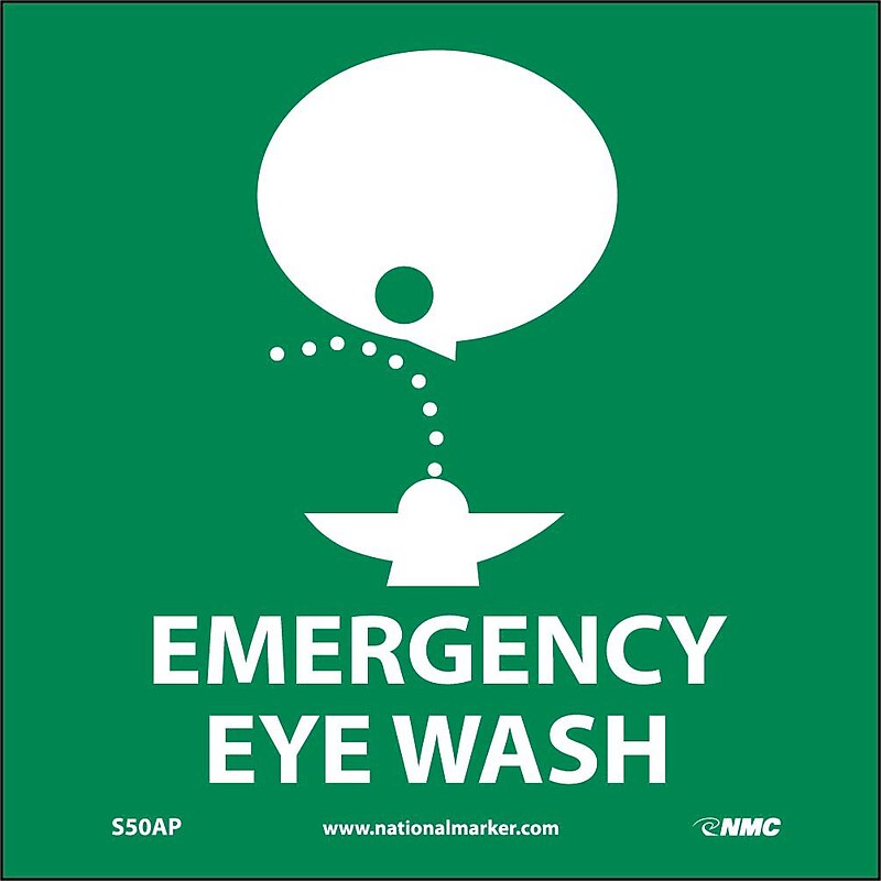 Information Labels; Emergency Eye Wash (Graphic), 4X4, Adhesive Vinyl, Labels sold in 5/Pack image 1