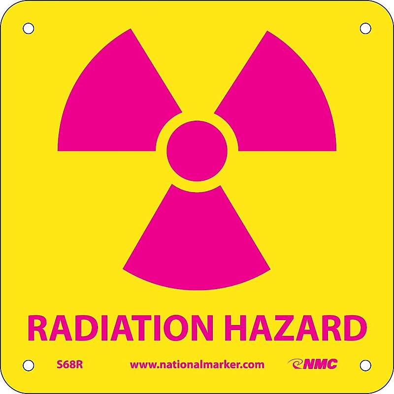 Radiation Hazard (W/ Graphic), 7X7, Rigid Plastic, Danger Sign image 1