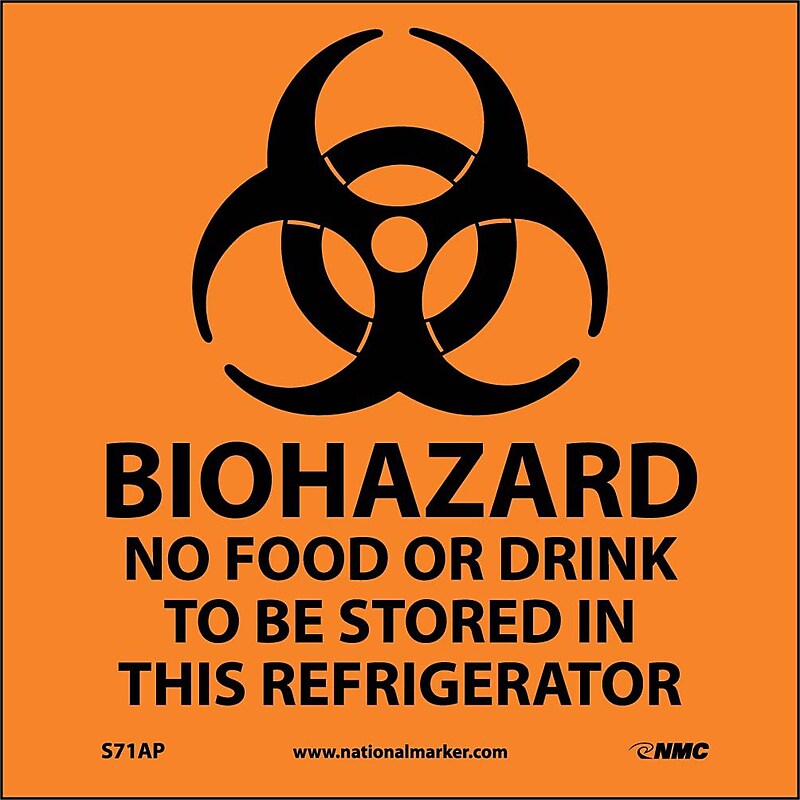 Biohazard No Food Or Drink . . .(Graphic); 4X4, Adhesive Vinyl, Labels sold in 5/Pk image 1