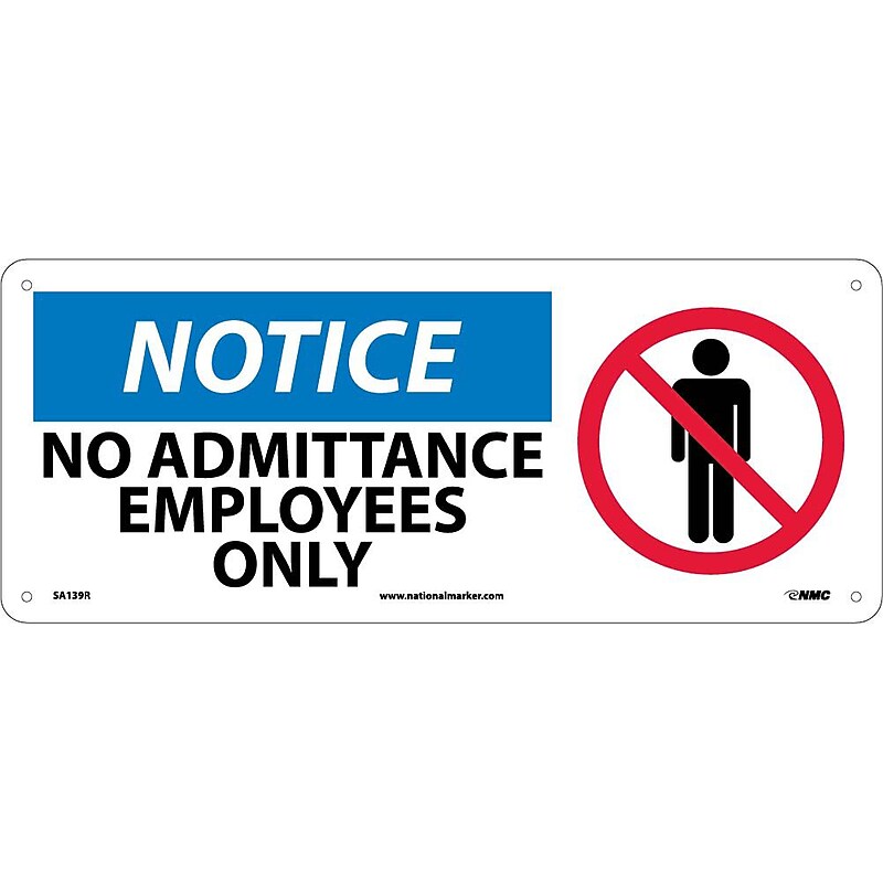 No Admittance Employees Only (W/Graphic), 7X17, Rigid Plastic, Notice Sign image 1