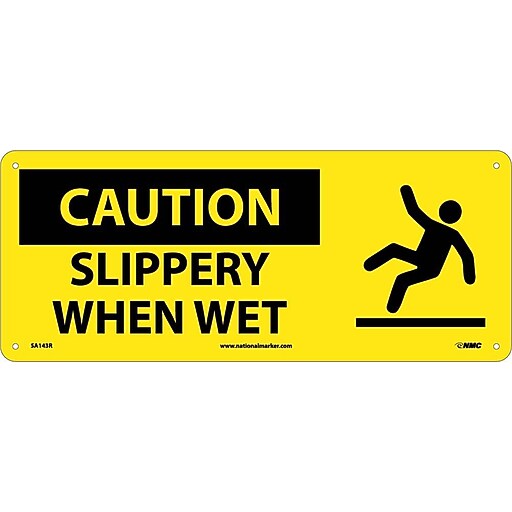 Caution Signs; Slippery When Wet (W/Graphic), 7X17, Rigid Plastic Staples