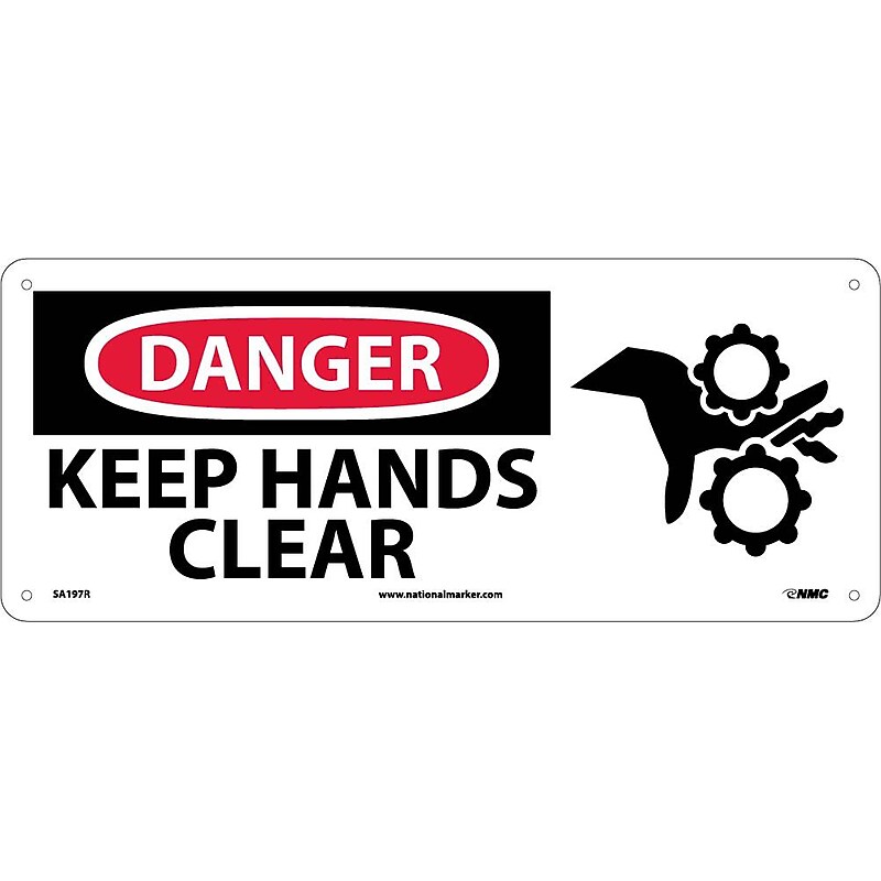 Danger Signs, Keep Hands Clear, (W/Graphic), 7X17, Rigid Plastic, Danger Sign image 1
