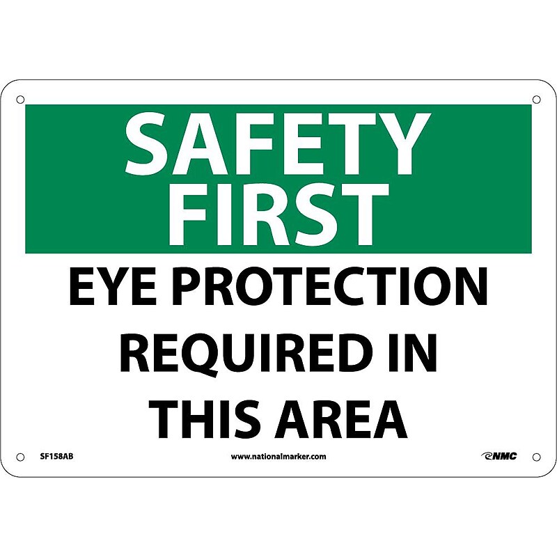 Notice Signs; Safety First, Eye Protection Required In This Area, 10X14, .040 Aluminum image 1