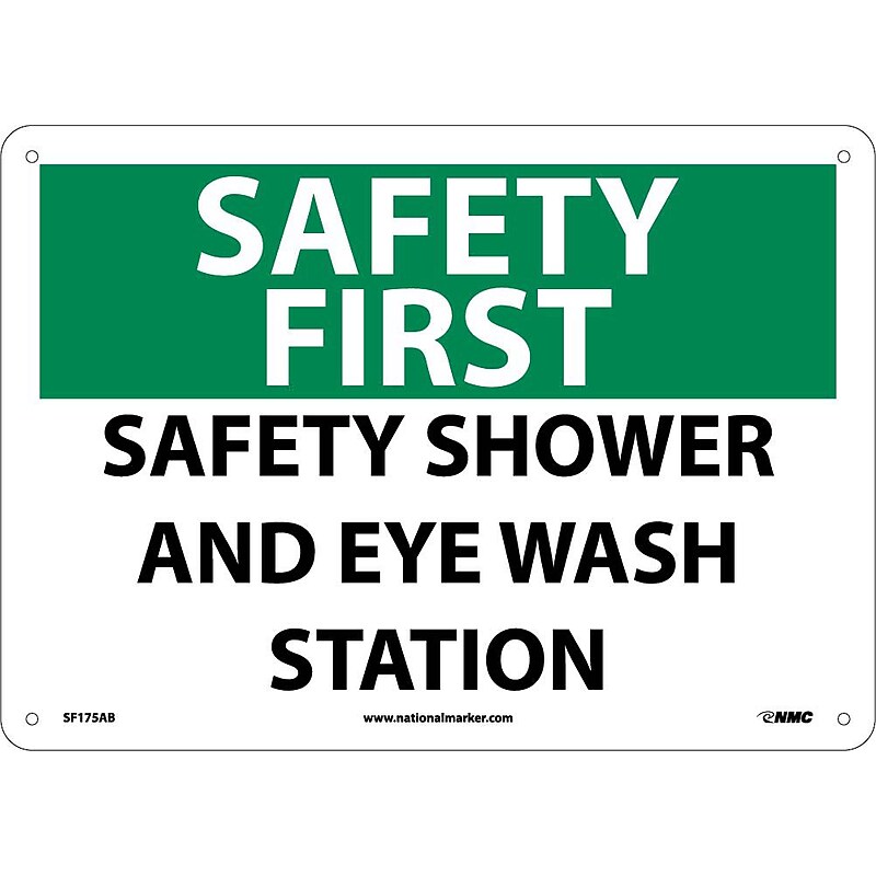 Notice Signs; Safety First, Safety Shower And Eye Wash Station, 10X14, .040 Aluminum image 1