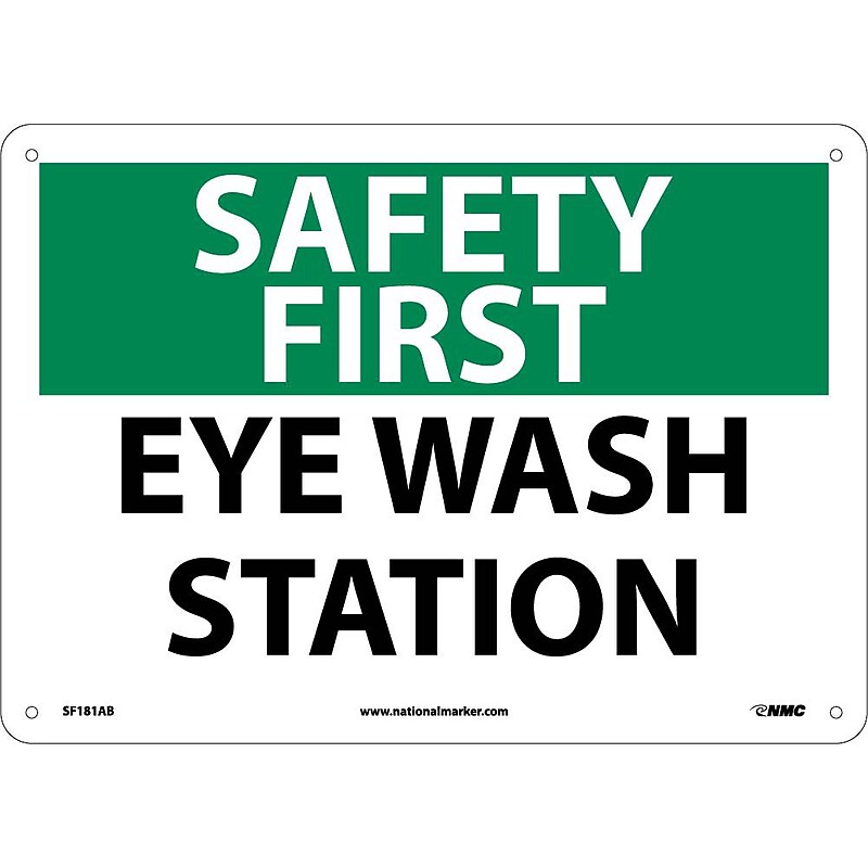 Notice Signs; Safety First, Eye Wash Station, 10X14, .040 Aluminum image 1