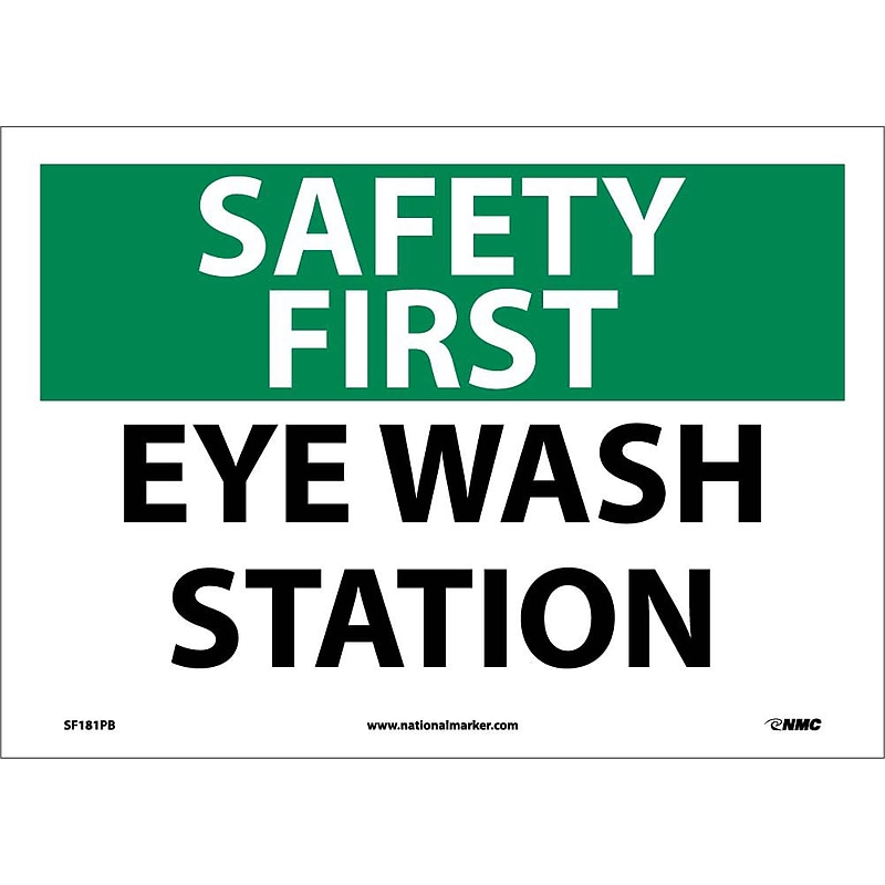 Safety First Information Labels; Eye Wash Station, 10" x 14", Adhesive Vinyl image 1