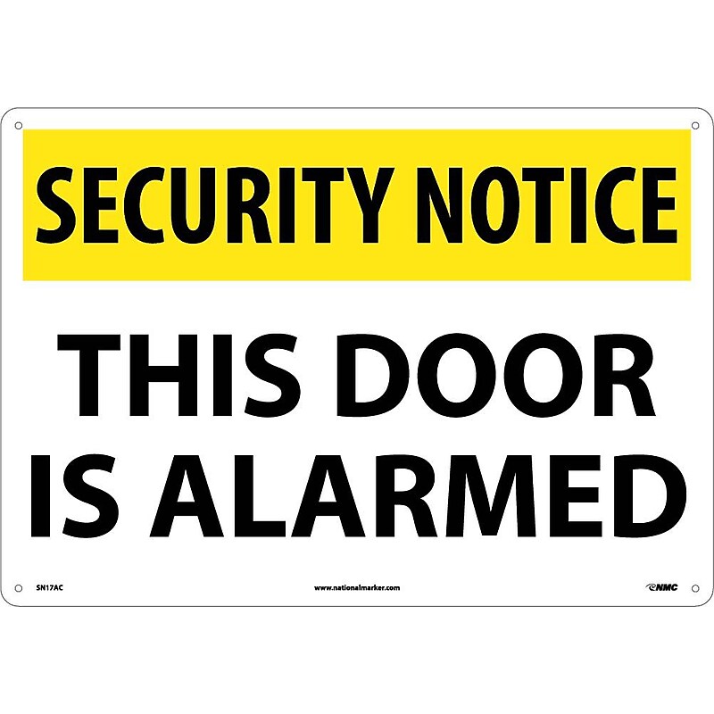 Security Notice Signs; This Door Is Alarmed, 14X20, .040 Aluminum image 1