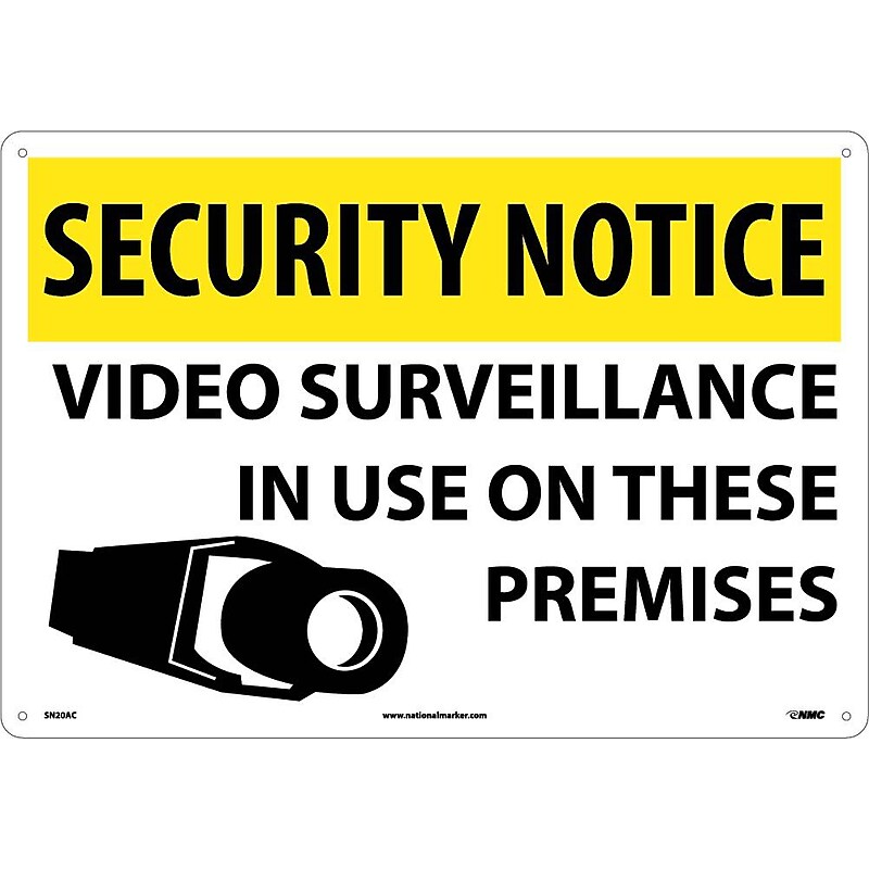 Security Notice Signs; Video Surveillance In Use On These Premises, 14X20, .040 Aluminum image 1