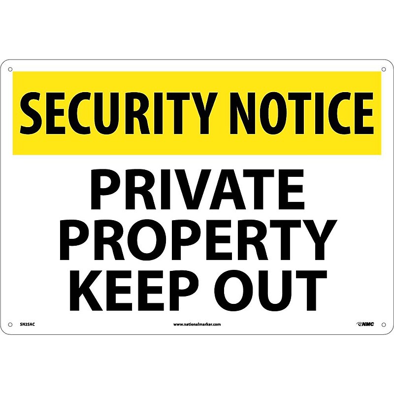 Security Notice Signs; Private Property Keep Out, 14X20, .040 Aluminum image 1