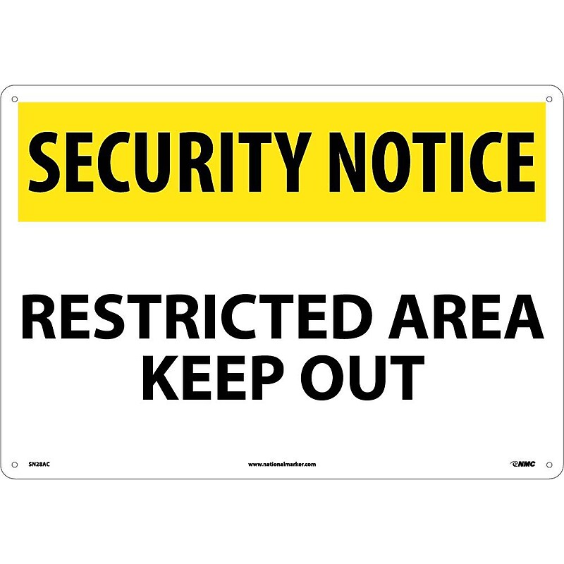 Security Notice Signs; Restricted Area Keep Out, 14X20, .040 Aluminum image 1