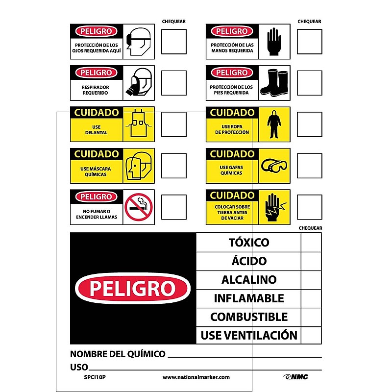 Information Labels; Chemical Id (Spanish), 14X10, Adhesive Vinyl image 1