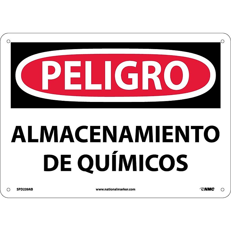 Peligro, Almacenamiento De Quimicos, 10X14, .040 Aluminum, Danger Sign image 1