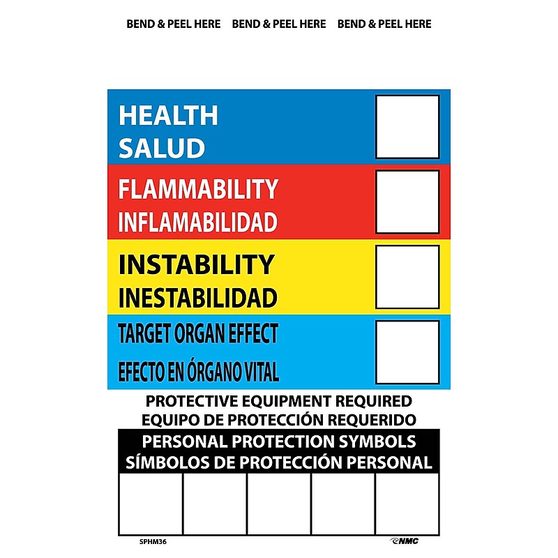 Right To Know Labels, Write On Color Bar (Bilingual), 6X4, Adhesive Vinyl, 10/Pack image 1