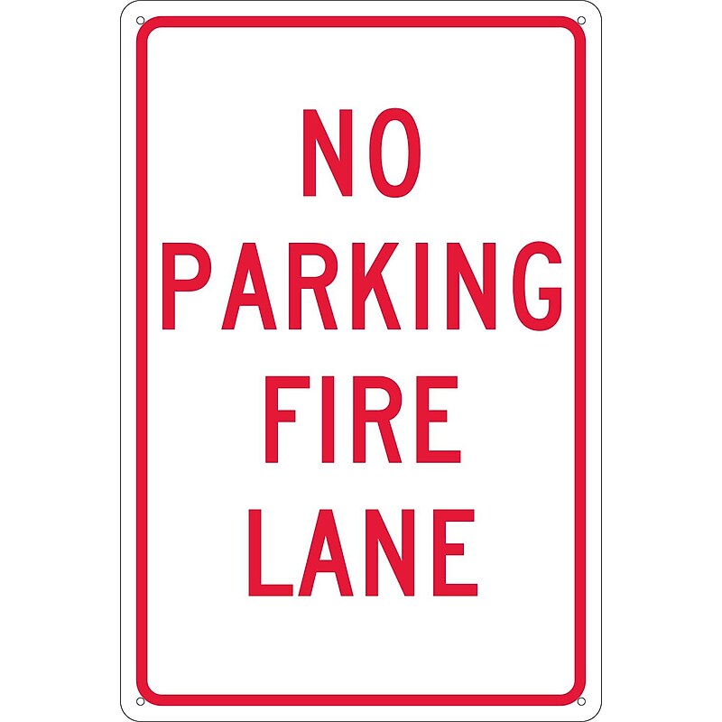 National Marker Reflective "No Parking Fire Lane" Parking Sign, 18" x 12", Aluminum (TM3G) image 1